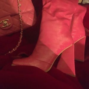 Bubble gum pink shein knee boots brand new never worn bought last month